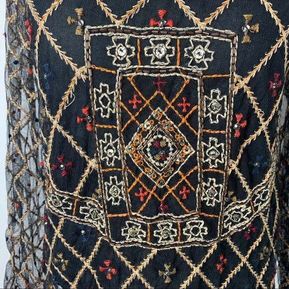 Zara Boho Embroidered Embellished beaded blouse - Picture 7 of 11